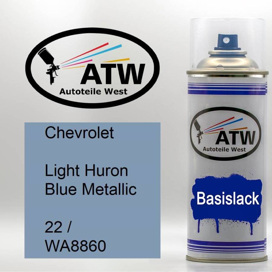 Chevrolet, Light Huron Blue Metallic, 22 / WA8860: 400ml Sprühdose, von ATW Autoteile West.